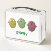 可愛いハッピーオリーブが漫画を歌う メタルランチボックス (裏面)