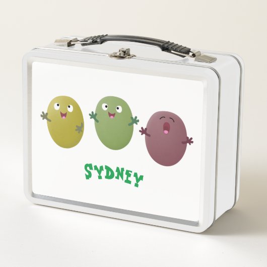 可愛いハッピーオリーブが漫画を歌う メタルランチボックス (正面)