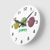 可愛いハッピーオリーブが漫画を歌う ラウンド壁時計 (傾斜)