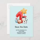 可愛いハッピーカウス1歳の誕生日を保存 インビテーションポストカード (正面/裏面)