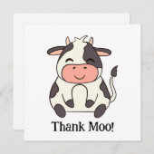 可愛いハッピーカウファーム感謝していブモー! サンキューカード (正面/裏面)
