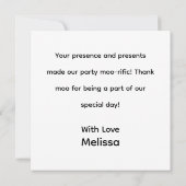 可愛いハッピーカウファーム感謝していブモー! サンキューカード (裏面)