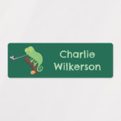 可愛いハッピーカメレオンパーソナライズされたアニメ ラベル (デザイン2)