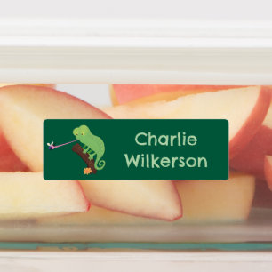 可愛いハッピーカメレオンパーソナライズされたアニメ ラベル
