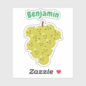 可愛いハッピーグリーンのブドウの束の漫画 シール (シート)