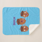 可愛いハッピーコーンが漫画を歌子供へう シェルパブランケット (正面(横))