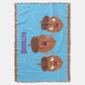 可愛いハッピーコーンが漫画を歌子供へう スローブランケット (正面縦)