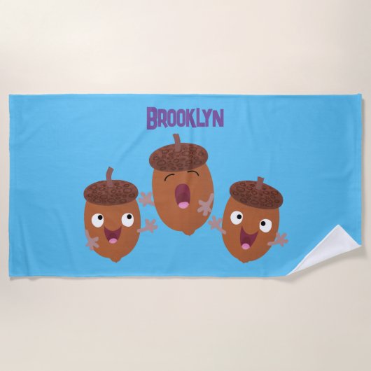 可愛いハッピーコーンが漫画を歌子供へう ビーチタオル (正面)