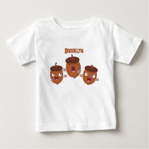 可愛いハッピーコーンが漫画を歌子供へう ベビーTシャツ