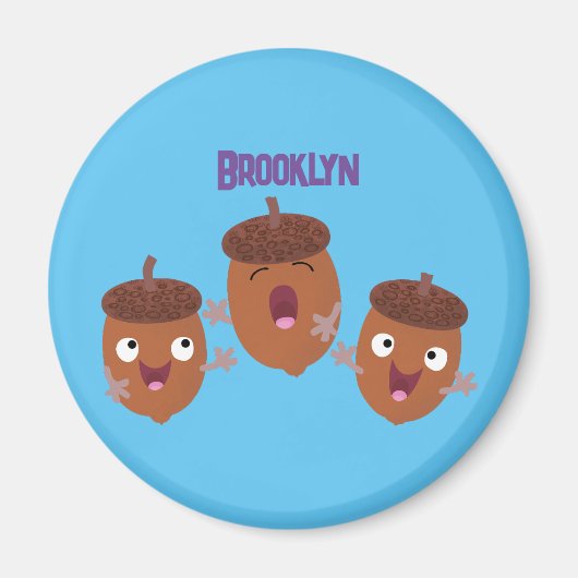 可愛いハッピーコーンが漫画を歌子供へう マグネット (正面)