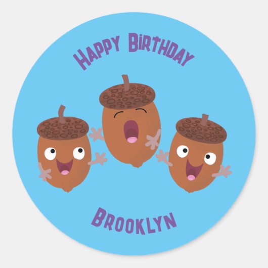 可愛いハッピーコーンが漫画を歌子供へう ラウンドシール (正面)