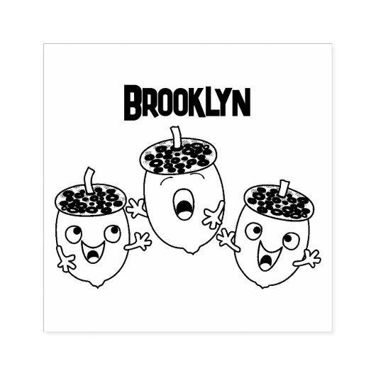 可愛いハッピーコーンが漫画を歌子供へう ラバースタンプ (インプリント)