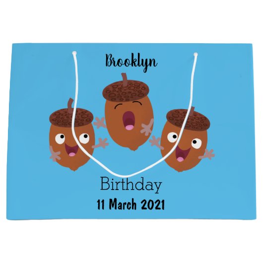 可愛いハッピーコーンが漫画を歌子供へう ラージペーパーバッグ (正面)