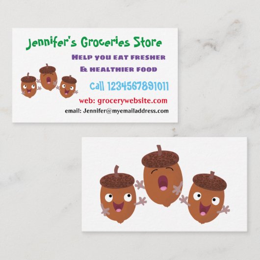 可愛いハッピーコーンが漫画を歌子供へう 名刺 (正面/裏面)