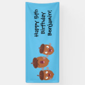 可愛いハッピーコーンが漫画を歌子供へう 横断幕 (縦)