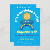 可愛いハッピーサンクラウド虹の漫画の招待状 招待状 (正面/裏面)