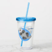 可愛いハッピーシーオッターブルー漫画イラストレーション アクリルタンブラー (裏面)