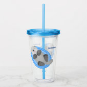 可愛いハッピーシーオッターブルー漫画イラストレーション アクリルタンブラー (正面)