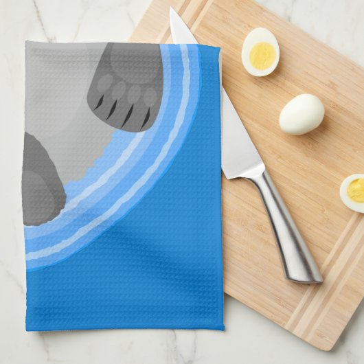 可愛いハッピーシーオッターブルー漫画イラストレーション キッチンタオル (四つ折り)