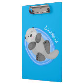 可愛いハッピーシーオッターブルー漫画イラストレーション クリップボード (左)