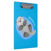 可愛いハッピーシーオッターブルー漫画イラストレーション クリップボード (右)