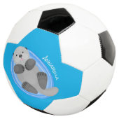 可愛いハッピーシーオッターブルー漫画イラストレーション サッカーボール (3/4)