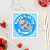 可愛いハッピーシーオッターブルー漫画イラストレーション スタンダードカクテルナプキン (インサイチュ)