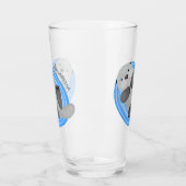 可愛いハッピーシーオッターブルー漫画イラストレーション タンブラーグラス (左)