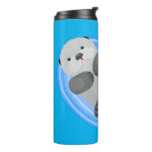 可愛いハッピーシーオッターブルー漫画イラストレーション タンブラー (回転左)