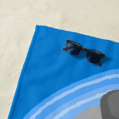 可愛いハッピーシーオッターブルー漫画イラストレーション ビーチタオル (インサイチュ)