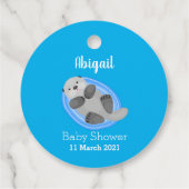 可愛いハッピーシーオッターブルー漫画イラストレーション フェイバータグ (裏面)