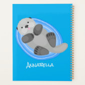 可愛いハッピーシーオッターブルー漫画イラストレーション プランナー手帳 (裏面)