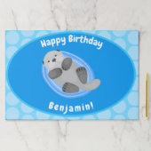 可愛いハッピーシーオッターブルー漫画イラストレーション ペーパーパッド (インサイチュ)