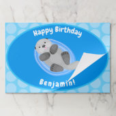 可愛いハッピーシーオッターブルー漫画イラストレーション ペーパーパッド (折り畳み)