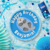 可愛いハッピーシーオッターブルー漫画イラストレーション ペーパープレート (パーティー)