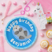 可愛いハッピーシーオッターブルー漫画イラストレーション ペーパープレート (パーティー)