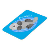 可愛いハッピーシーオッターブルー漫画イラストレーション マグネット (左側)