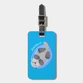 可愛いハッピーシーオッターブルー漫画イラストレーション ラゲッジタグ (正面縦)