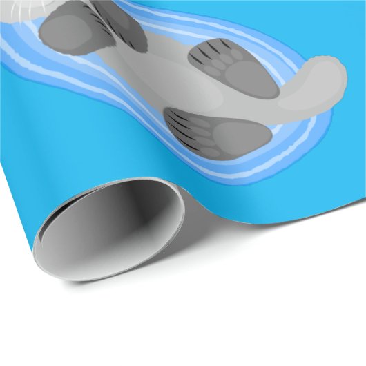 可愛いハッピーシーオッターブルー漫画イラストレーション ラッピングペーパー (ロールコーナー)