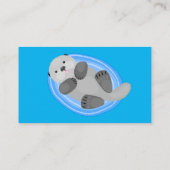 可愛いハッピーシーオッターブルー漫画イラストレーション 名刺 (裏面)