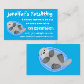 可愛いハッピーシーオッターブルー漫画イラストレーション 名刺 (正面/裏面)