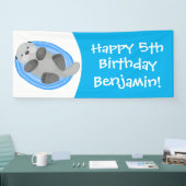 可愛いハッピーシーオッターブルー漫画イラストレーション 横断幕 (トレードショー)