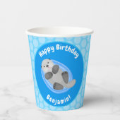 可愛いハッピーシーオッターブルー漫画イラストレーション 紙コップ (正面)