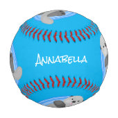 可愛いハッピーシーオッターブルー漫画イラストレーション 野球ボール (正面)