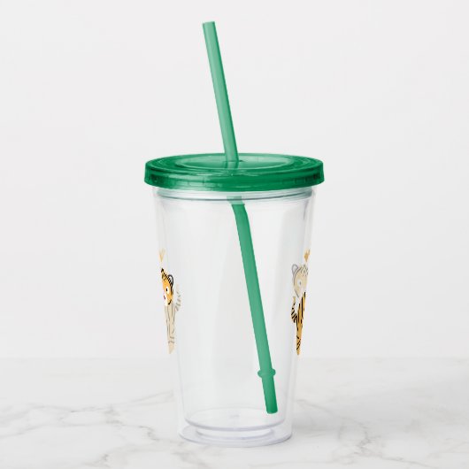 可愛いハッピータイガーの可愛い漫画 アクリルタンブラー (左)