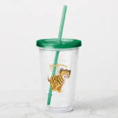 可愛いハッピータイガーの可愛い漫画 アクリルタンブラー (裏面)