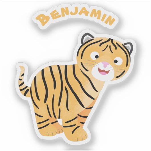 可愛いハッピータイガーの可愛い漫画 シール (正面)