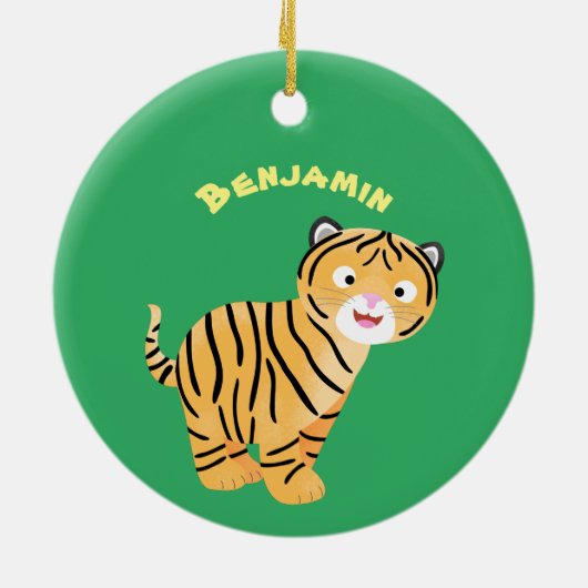 可愛いハッピータイガーの可愛い漫画 セラミックオーナメント (裏面)