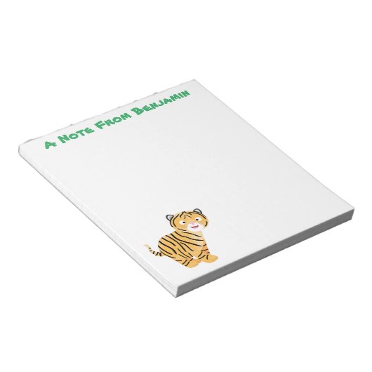 可愛いハッピータイガーの可愛い漫画 ノートパッド (アングル)