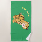 可愛いハッピータイガーの可愛い漫画 ビーチタオル (正面)